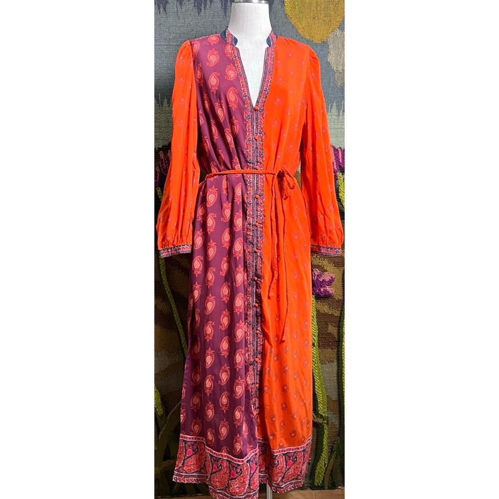 Sundance Paisley Colorblocked Maxi Dress L